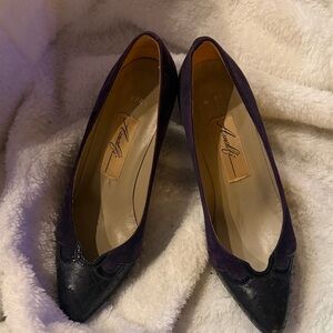 Amalfi Purple Suede and Black Snakeskin Textured Heels